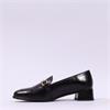 Wonders Alondra Block Heel Link Loafer - Dark Brown Leather
